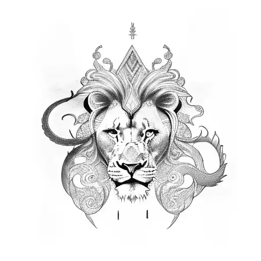 From One Side A Dragon And Another Side A Lion