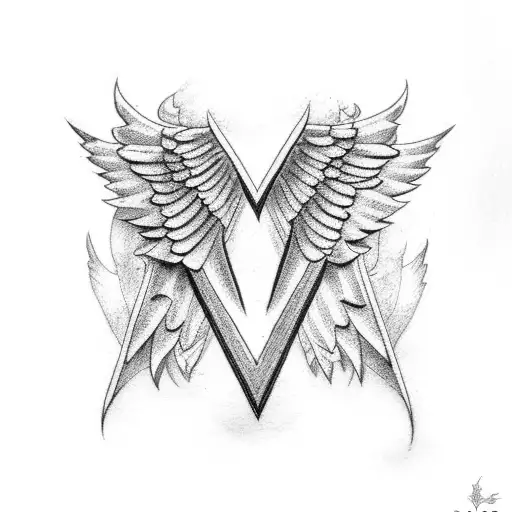 Letter E With Angel Wings