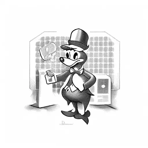 Donald Duck Robbing A Bank With The Monopoly Guy