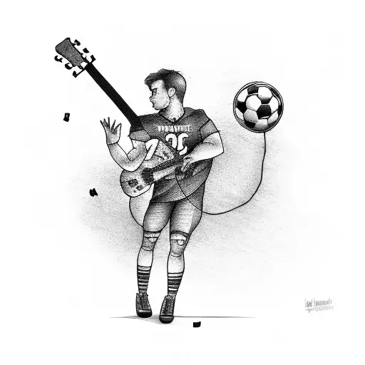 A Football Player Playing A Guitar On A Stage With A Poetic Quote In The Background