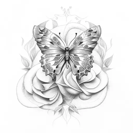 Butterfly On A Rose In The Flames