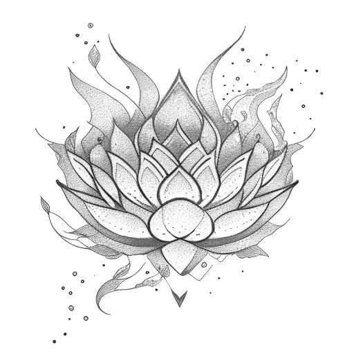 Phoenix With Lotus Ahead Blooming