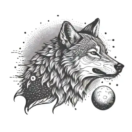 A Wolf Howling At The Moon With A Subtle Phish Reference Hidden In The Background
