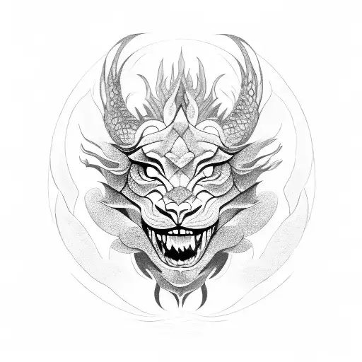 One Side Dragon Another Side Lion