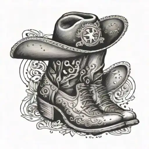A Combination Of A Cowgirl Boot And A Cowboy Hat With A Touch Of Lil Peep's Style