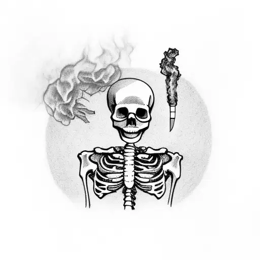 Skeleton Smoking A Cigarette