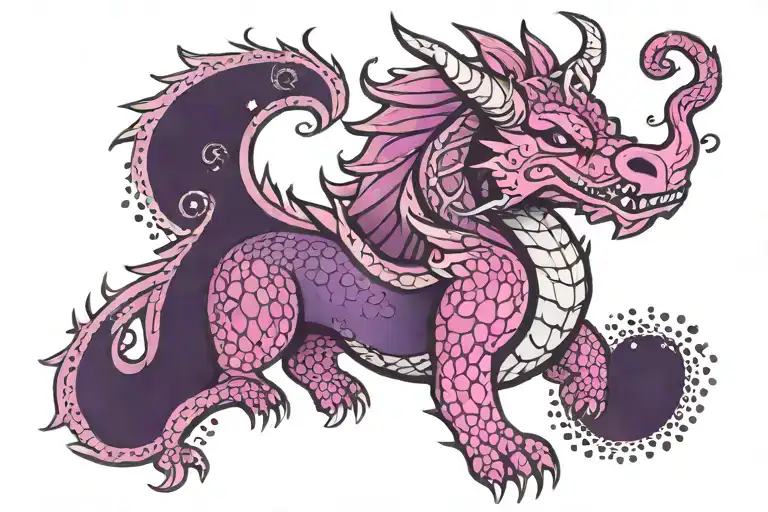 Kawaii Pink Purple Sparkly Viking Norse Dragon