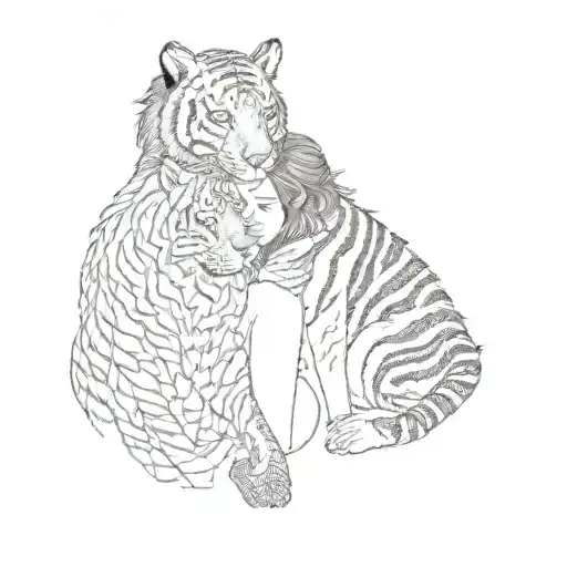 A Girl Hugging A Tiger