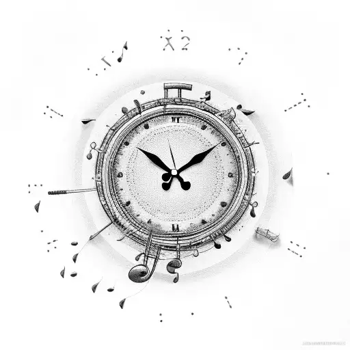 A Clock With Musical Instruments As The Hands