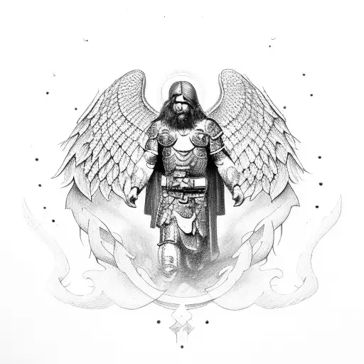 Man Warrior Angel Wing's Christian Cros