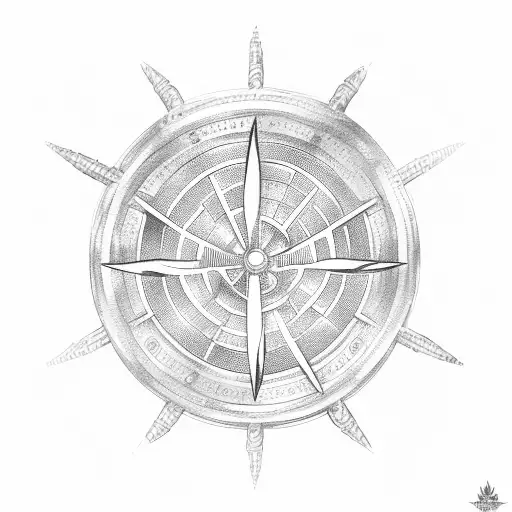 Ship Wheel With Nordic Runes
