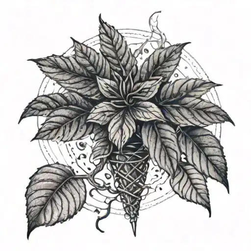 A Nature-inspired Tattoo Featuring A Blueprint Of A Plant With Intricate Details