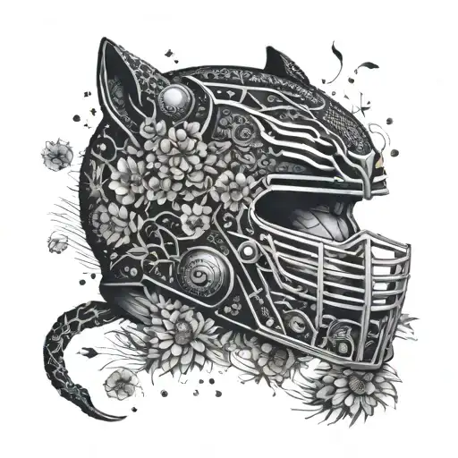 Surrounded By Dandelions There Is A Black Panther Playing A Football Helmet Shape Guitar