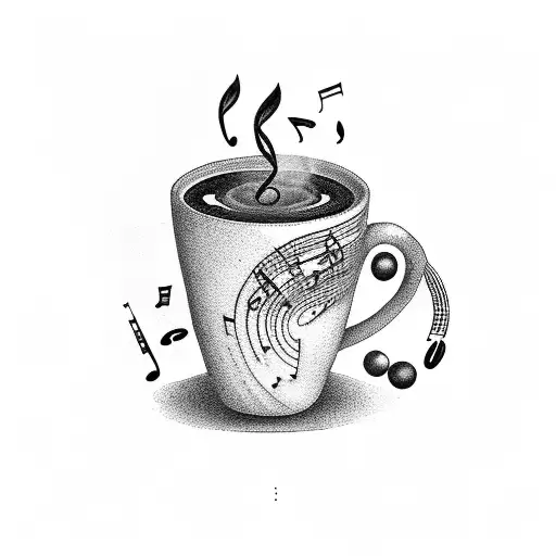 A Steaming Coffee Cup With Musical Notes Swirling Around It