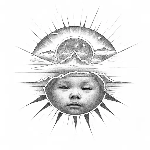 Western Sun With Dad And Daughter Overlooking Ocean