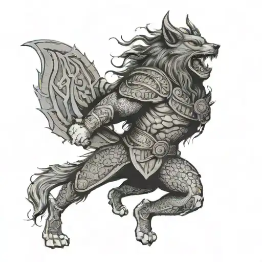 Viking God Tyr Norse God Fight Fenrir