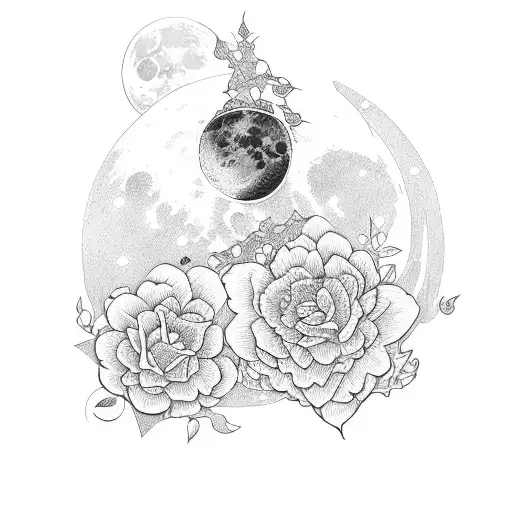 Moon And Flowers