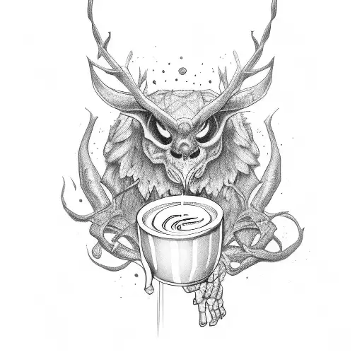 Overgrown Skeloton Drinking Coffee