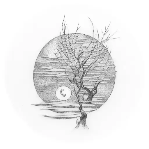 Weeping Willow With Moon