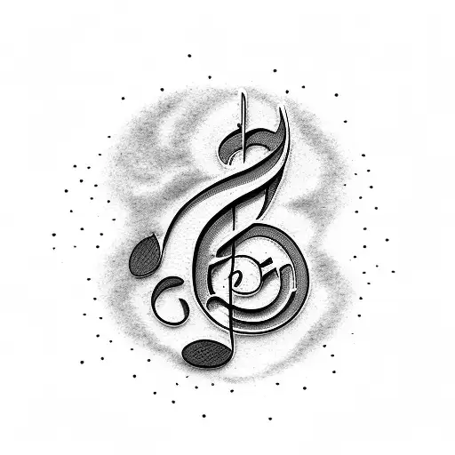 A Dotwork Tattoo Of A Music Note Made Up Of Swimming Strokes