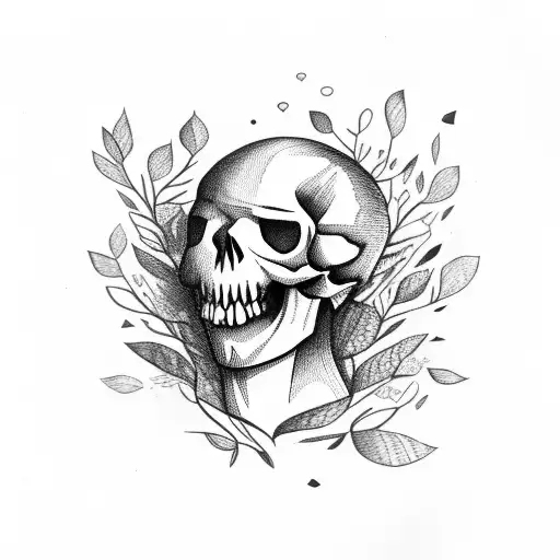 Skull In Forest Above Girl Wearing Animal In Forest