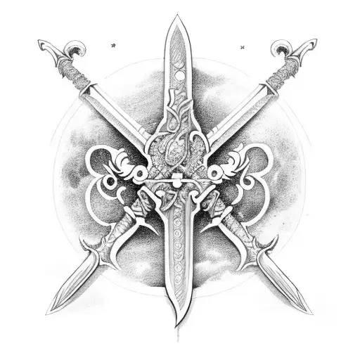 Sword With Moon And Butterfly