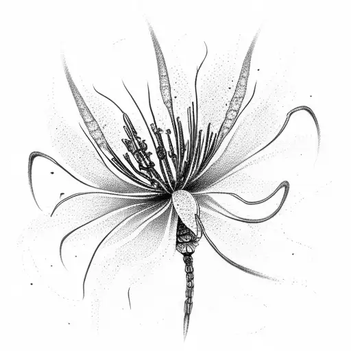 Spider Lily Flower With A Centipede