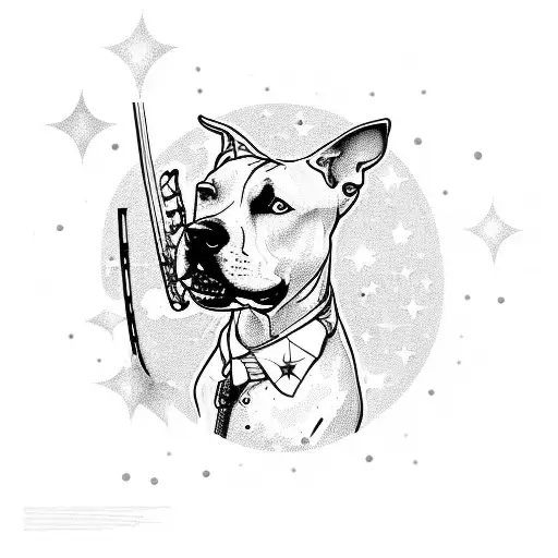 A Pitbull Playing A Violin Under A Starry Sky