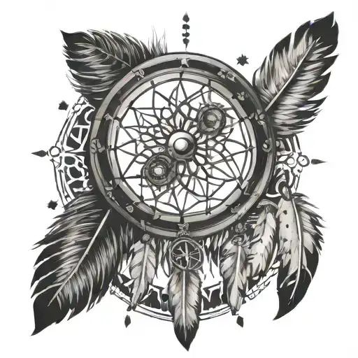 Combine A Police Badge With A Native American Dreamcatcher And Musical Notes