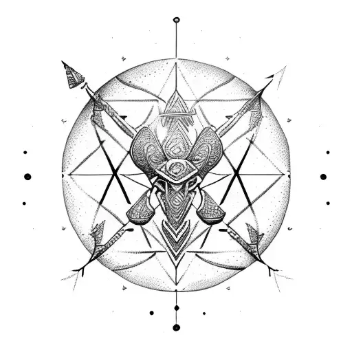 An Intricate Dotwork Design Of A Sagittarius Arrow Transforming Into A Constellation