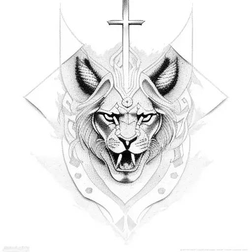 Christian Cross Lion Anime