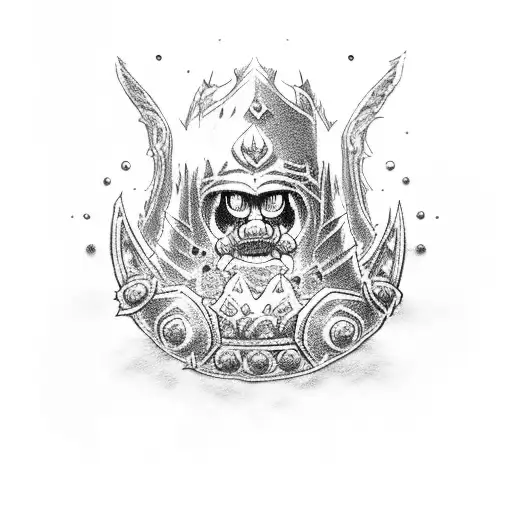 Lich King And Super Mario Teaming Up In A Dotwork Mashup