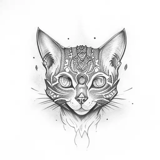 Skull With Brown Tabby Cat