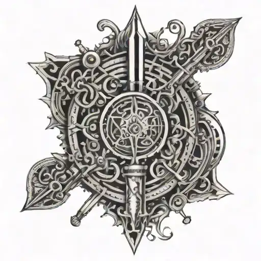 A Sigil Made Of Circuitry With A Sword Intertwined