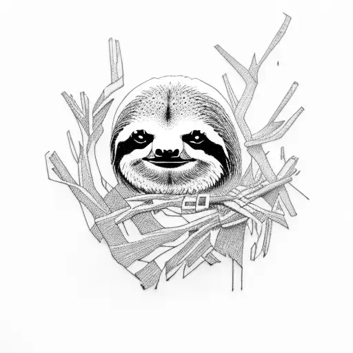 Sloth Skeleton On A Colorful Branch