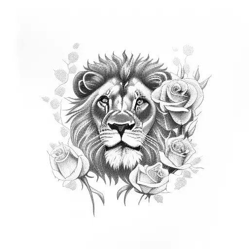 Lion With Rose Abd Clock