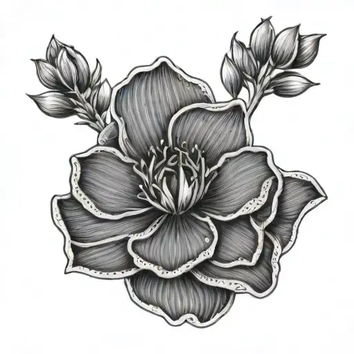 A Minimalist Line Drawing Of A September Birth Flower With Olivia's Name Hidden Within The Petals