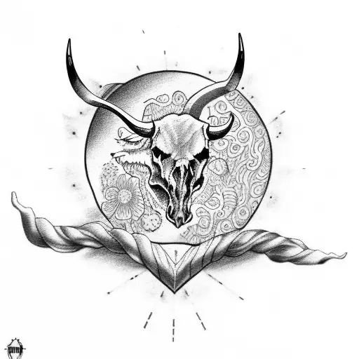 Outline Of Texas With A Bull Skull In The Middle