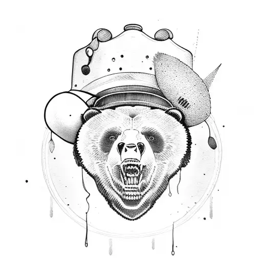 Bear Head With Cook Hat And Knives