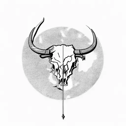 Outline Of Texas With A Bull Skull In The Middle