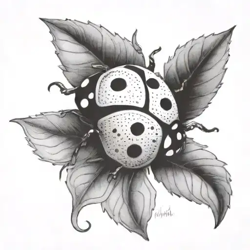 Create A Tattoo Design Of A Ladybug Crawling On A Portuguese Tile