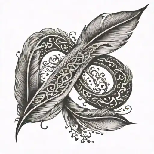 Infinity Symbol Made With Two Crossed Feathers