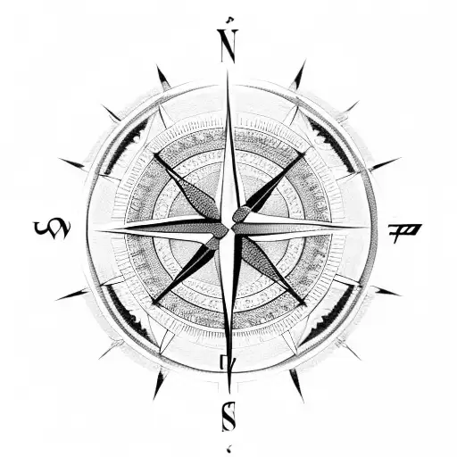 Compass Inside Of A Greek Omega Symbol