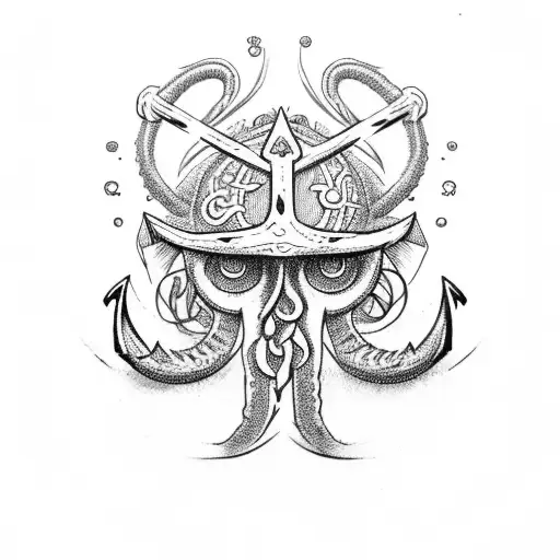 Gold Fouled Anchor Cthulu