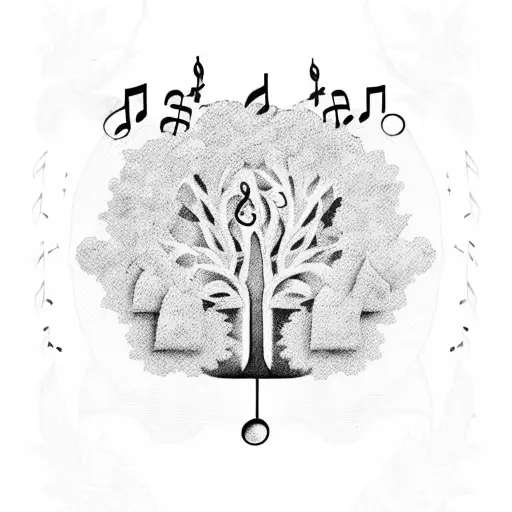 A Family Tree With Musical Notes As Leaves And Lyrics As Branches