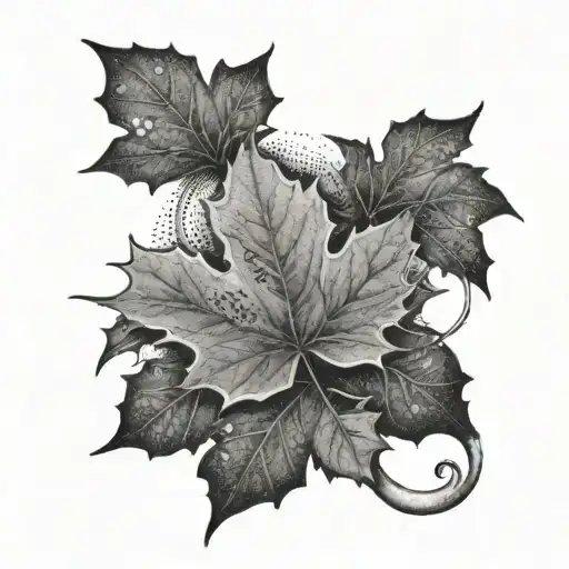 A Maple Leaf Intertwined With A Bible Verse Written In The Clouds