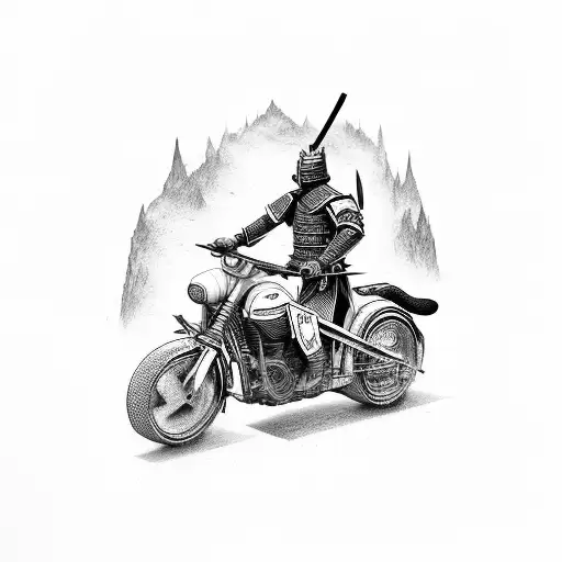 Samurai Warrior Riding A Motorcycle