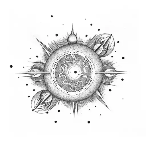 A Dotted Sun With A Map Inside