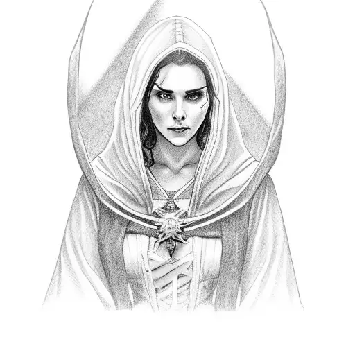 Yennefer From The Witcher Wearing Purple Robe With Hood On