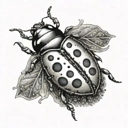 Create A Tattoo Design Of A Ladybug Crawling On A Portuguese Tile